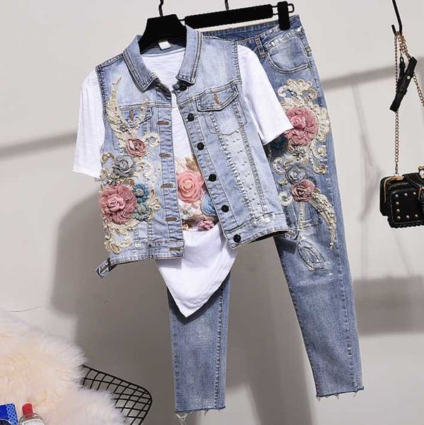 denim jeans pants set women two piece sets 2020 spring autumn new studded beaded embroidered vest jeans suit waistcoat and, White
denim jeans pants set women two piece sets 2020 spring autumn new studded beaded embroidered vest jeans suit waistcoat and, White
