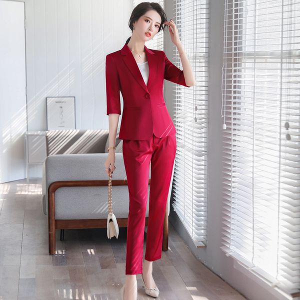 women's two piece pants professional suit spring 2021 casual ladies red blazer jacket interview clothing, White
women's two piece pants professional suit spring 2021 casual ladies red blazer jacket interview clothing, White