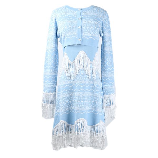 big brand new women's flow combed and spliced long sleeve knitted cardigan and vest dress set in spring 2019, White
big brand new women's flow combed and spliced long sleeve knitted cardigan and vest dress set in spring 2019, White