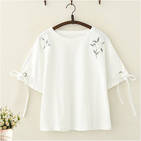 ins loose hipster mori girl embroidered sweet -up student short-sleeved t-shirt women's fashion underwear lace lace, White
ins loose hipster mori girl embroidered sweet -up student short-sleeved t-shirt women's fashion underwear lace lace, White