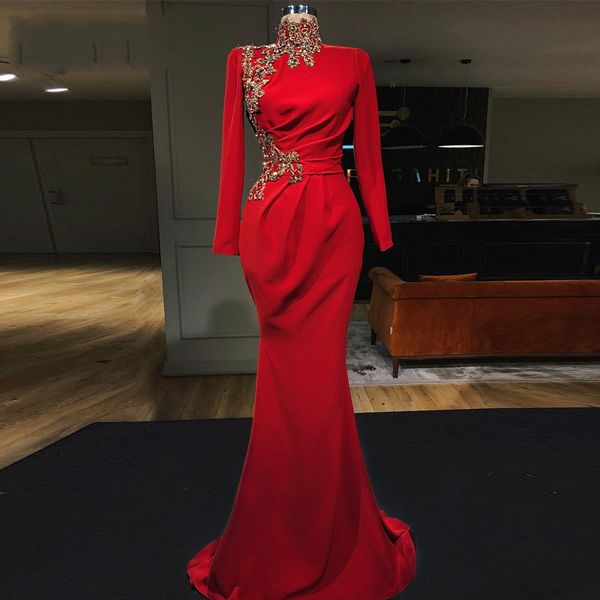 party-gown red mermaid evening dresses high collar full sleeves long evening dress court train prom formal gowns robe-de-soiree, Black;red
party-gown red mermaid evening dresses high collar full sleeves long evening dress court train prom formal gowns robe-de-soiree, Black;red