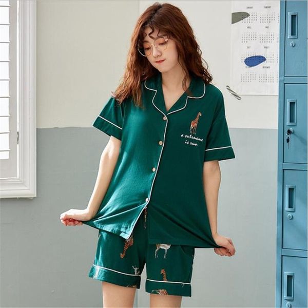 women's sleepwear summer 2021 style cotton ladies' pajamas sets short sleeve shorts lovely home service set, Black;red
women's sleepwear summer 2021 style cotton ladies' pajamas sets short sleeve shorts lovely home service set, Black;red