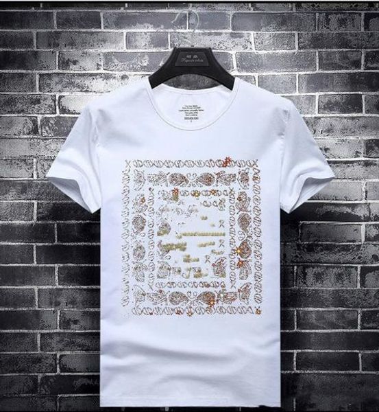 men designer rhinestone t shirts fashion natural color tees casual short sleeved crew neck tees mens clothing, White;black
men designer rhinestone t shirts fashion natural color tees casual short sleeved crew neck tees mens clothing, White;black