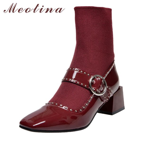meotina winter ankle boots women natural genuine leather thick high heel short boots buckle square toe shoes lady autumn 34-39, Black
meotina winter ankle boots women natural genuine leather thick high heel short boots buckle square toe shoes lady autumn 34-39, Black