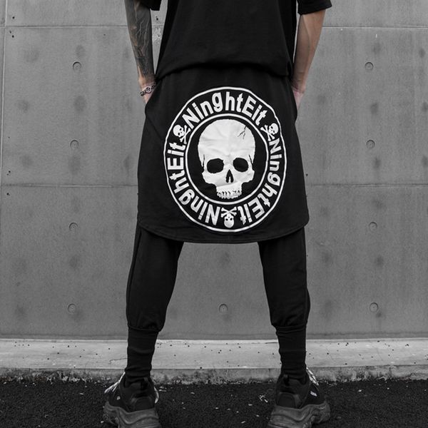 men fake 2pcs splice skull print loose casual harem pants jogger sweatpants male streetwear hip hop punk gothic skirt trousers, Black
men fake 2pcs splice skull print loose casual harem pants jogger sweatpants male streetwear hip hop punk gothic skirt trousers, Black