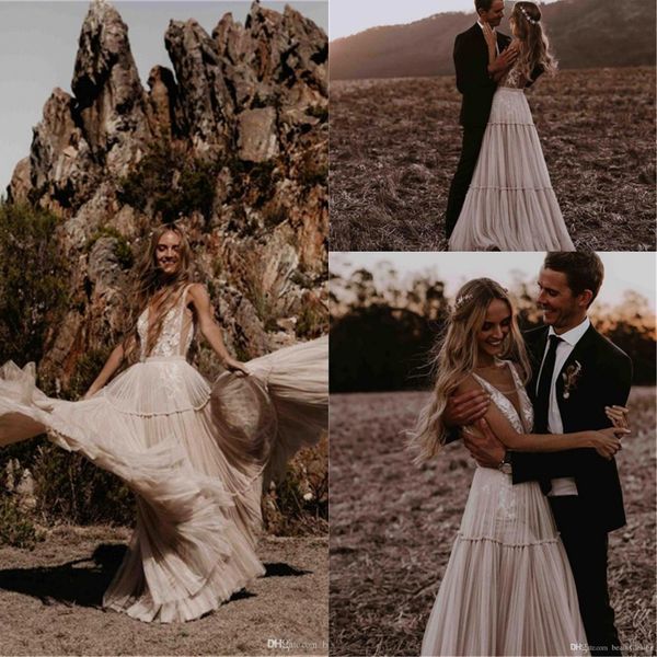 2019 new arrival beach wedding dresses a line deep v neck chiffon bohemian backless sweep train wedding dress bridal gowns robe de mariee, White
2019 new arrival beach wedding dresses a line deep v neck chiffon bohemian backless sweep train wedding dress bridal gowns robe de mariee, White