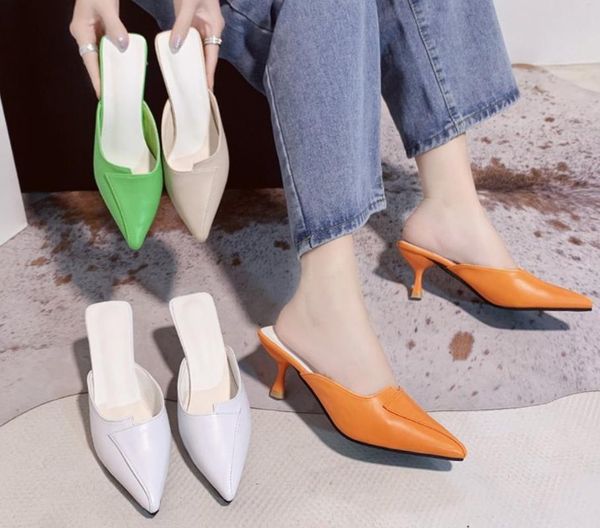fashion summer elegant women low high heels slides mules slippers pointed closed toe slides shoes, Black
fashion summer elegant women low high heels slides mules slippers pointed closed toe slides shoes, Black