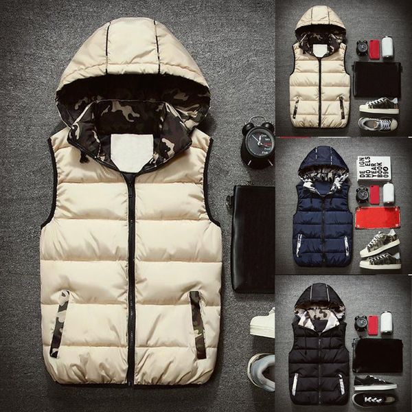 men autumn winter coat padded cotton vest warm hooded thick vest jacket winter coat fur men #g8, Black
men autumn winter coat padded cotton vest warm hooded thick vest jacket winter coat fur men #g8, Black
