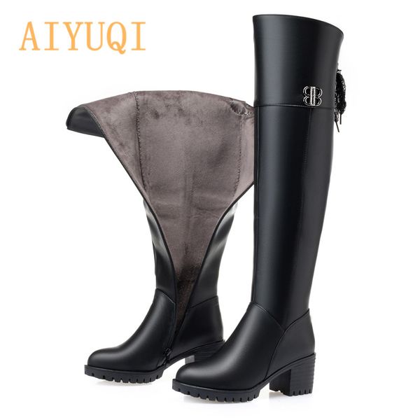 aiyuqi thigh high boots women 2020 new over the knee boots women genuine leather winter high large size 41 42 43, Black 
aiyuqi thigh high boots women 2020 new over the knee boots women genuine leather winter high large size 41 42 43, Black