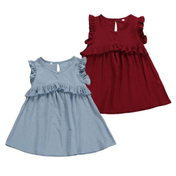 1-4years kid infant baby girl sleeveless ruffle solid color dress sundress clothes, Red;yellow
1-4years kid infant baby girl sleeveless ruffle solid color dress sundress clothes, Red;yellow