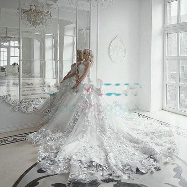 3d floral applique cathedral train princess wedding dresses 2019 olga malyarova sweetheart dubai arabic sparkly wedding gowns 321, White
3d floral applique cathedral train princess wedding dresses 2019 olga malyarova sweetheart dubai arabic sparkly wedding gowns 321, White