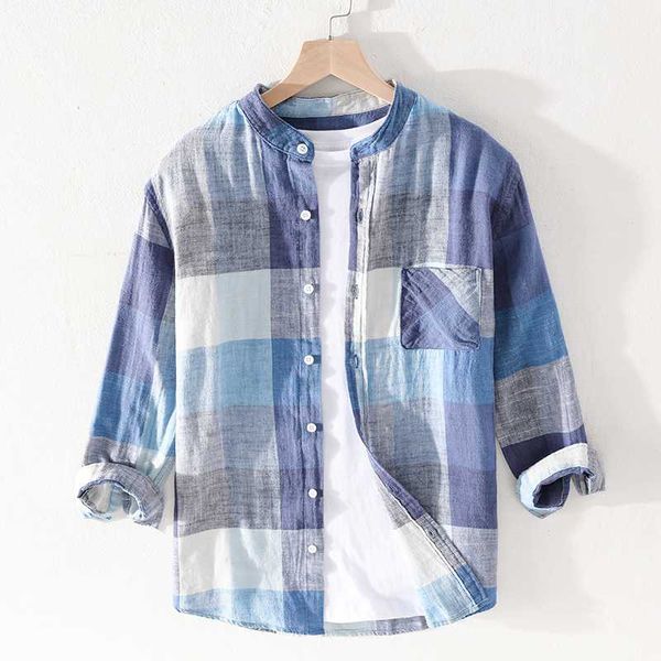 stand collar three-quarter sleeved linen plaid shirts men brand fashion summer shirt for men casual breathable shirt mens camisa, White;black
stand collar three-quarter sleeved linen plaid shirts men brand fashion summer shirt for men casual breathable shirt mens camisa, White;black