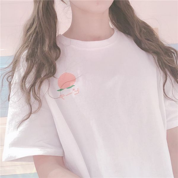 new summer harajuku cute peach embroidery women t shirt loose short sleeve tee shirt kawaii oversized cotton t-shirts mujer, White
new summer harajuku cute peach embroidery women t shirt loose short sleeve tee shirt kawaii oversized cotton t-shirts mujer, White