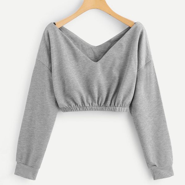 feitong women sweatshirt pullovers solid deep v-neck long sleeve collect waist crop sweatshirt casual pullovers moletom, Black
feitong women sweatshirt pullovers solid deep v-neck long sleeve collect waist crop sweatshirt casual pullovers moletom, Black