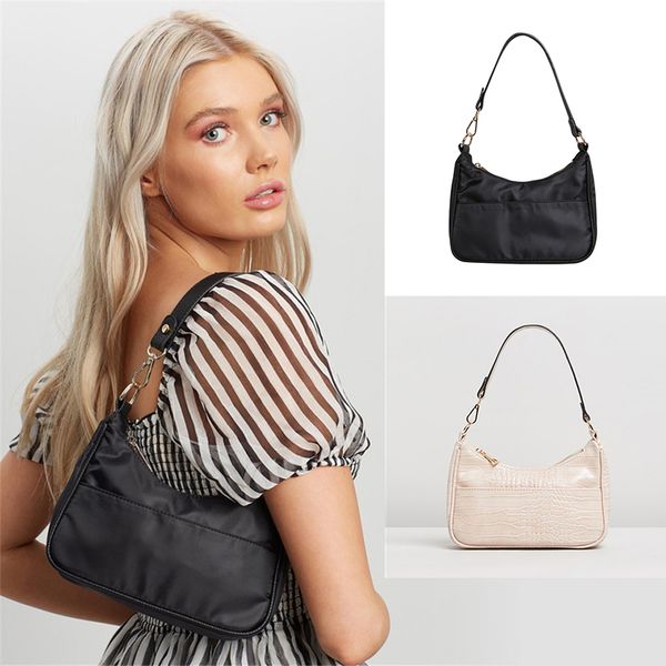 2020 new crocodile pattern shoulder bag ins baguette bag retro portable small square lady hand women leather handbags