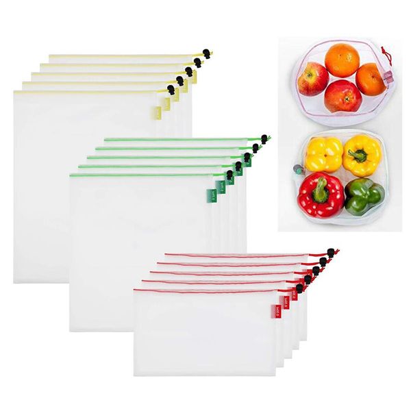 15pcs polyester reusable shopping grocery bags drawstring light mesh vegetable fruit pouch
15pcs polyester reusable shopping grocery bags drawstring light mesh vegetable fruit pouch