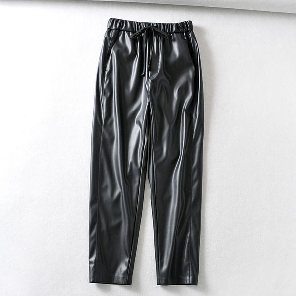 rr elastic waist tie belt pants women fashion casual solid black pu leather trousers women elegant pencil pants female ladies ld, Black;white
rr elastic waist tie belt pants women fashion casual solid black pu leather trousers women elegant pencil pants female ladies ld, Black;white