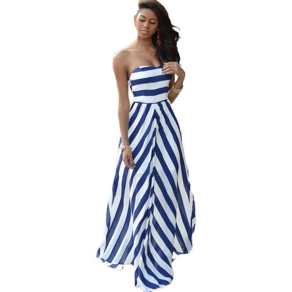 long maxi party sleeveless strapless dress stripe seaside beach dress sundress new women spring summer, Black;gray
long maxi party sleeveless strapless dress stripe seaside beach dress sundress new women spring summer, Black;gray