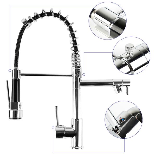 360 degree double outlet and cold spring faucet black faucet pull out side sprayer dual spout single handle mixer tap sink
360 degree double outlet and cold spring faucet black faucet pull out side sprayer dual spout single handle mixer tap sink