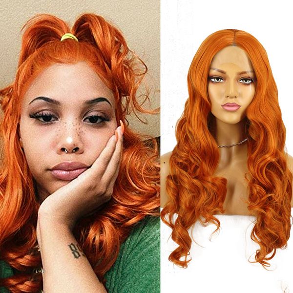aimeya middle part lace front wig orange body wave synthetic wigs for women daily wear cosplay wigs heat resistant fiber hair, Black
aimeya middle part lace front wig orange body wave synthetic wigs for women daily wear cosplay wigs heat resistant fiber hair, Black