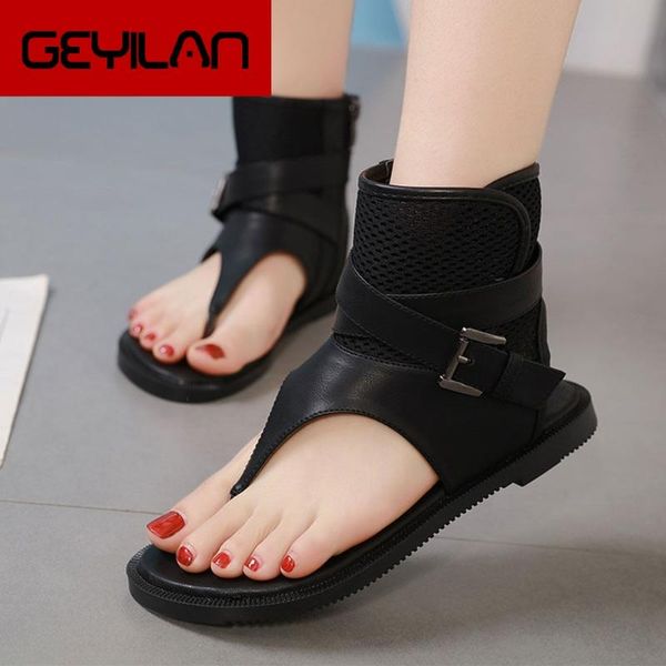 2020 dropship female sandal comfortable flat air mesh summer sandals woman leisure gladiator shoes women flip flops, Black