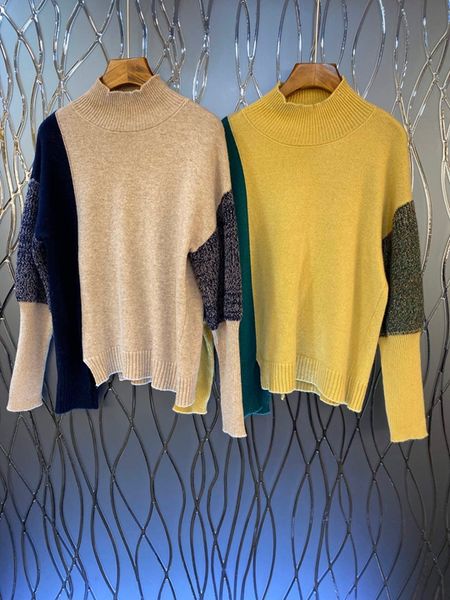 autumn and winter 2019 new women's round neck irregular color matching splicing knitting decoration long sleeve loose knit 1105, White;black
autumn and winter 2019 new women's round neck irregular color matching splicing knitting decoration long sleeve loose knit 1105, White;black