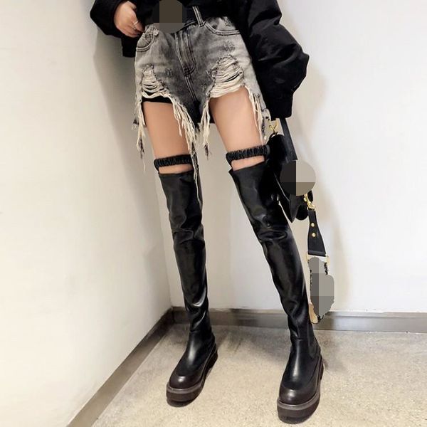 2020 spring boots women over-the-knee boots first layer cowhide flat heel thick bottom elastic bandage fashion women's shoes, Black
2020 spring boots women over-the-knee boots first layer cowhide flat heel thick bottom elastic bandage fashion women's shoes, Black
