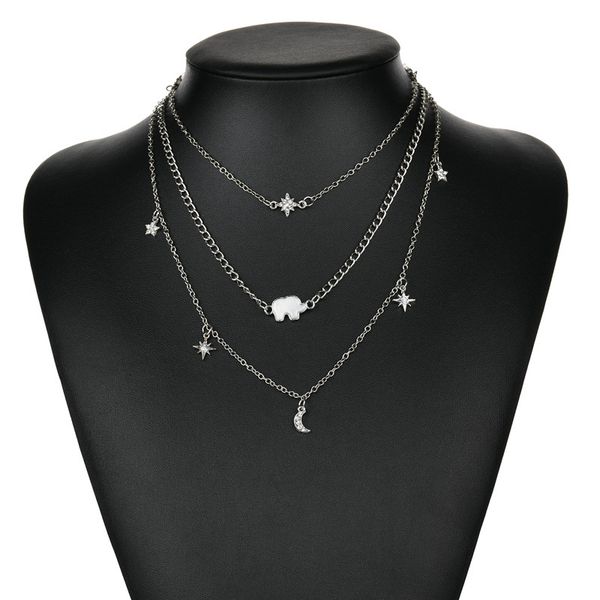 new fashion exquisite zinc alloy fashion hexagram star and moon elephant multi-layer necklace for women n1223, Silver
new fashion exquisite zinc alloy fashion hexagram star and moon elephant multi-layer necklace for women n1223, Silver