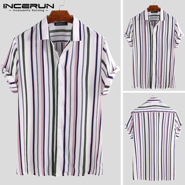 incerun 2019 men's beach hawaiian striped shirt stand collar fashion street blouses striped short-sleeved button men's casual, White;black
incerun 2019 men's beach hawaiian striped shirt stand collar fashion street blouses striped short-sleeved button men's casual, White;black