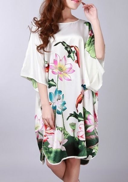 white vintage women's silk bathrobe kimono gown floral printed nightdress casual soft sleepwear, Black;red
white vintage women's silk bathrobe kimono gown floral printed nightdress casual soft sleepwear, Black;red