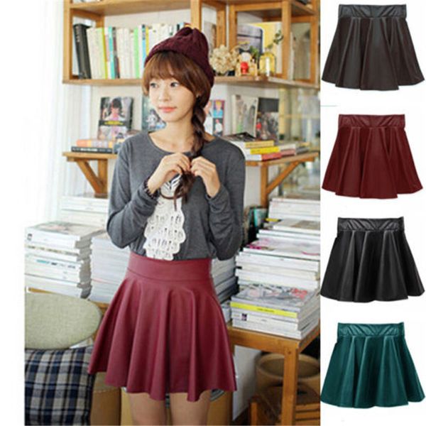 women casual faux leather skater pleated skirt summer solid slim mini skirt party shorts skirts dance 4 colors, Black
women casual faux leather skater pleated skirt summer solid slim mini skirt party shorts skirts dance 4 colors, Black