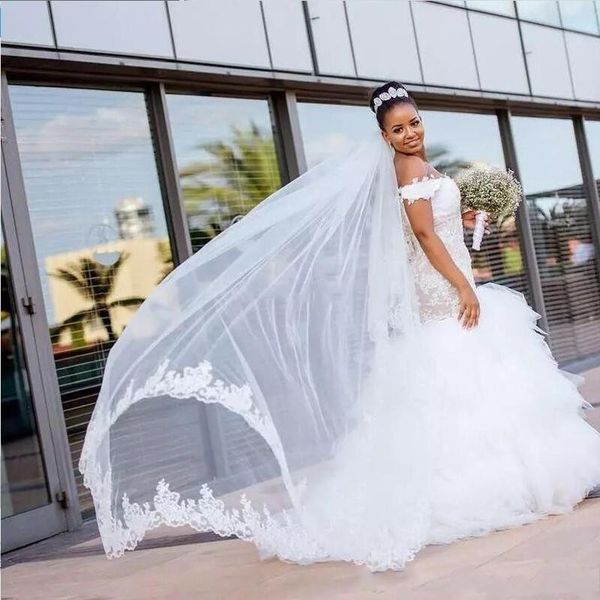 african nigeria wedding dresses off shoulder lace appliques tiered skirts ruffles sweep train 2019 formal fashion plus size bridal gowns, White
african nigeria wedding dresses off shoulder lace appliques tiered skirts ruffles sweep train 2019 formal fashion plus size bridal gowns, White