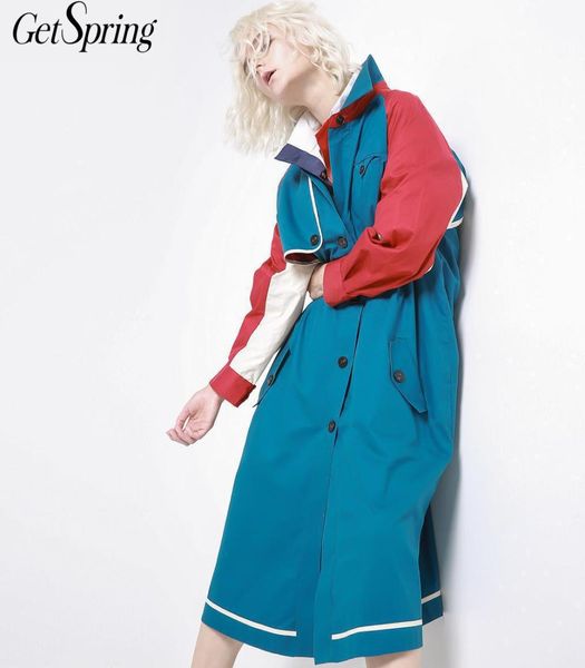 getsring women trench coat patchwork cotton windbreakers long sleeve single breasted long coat loose female overcoat autumn 2018, Tan;black
getsring women trench coat patchwork cotton windbreakers long sleeve single breasted long coat loose female overcoat autumn 2018, Tan;black