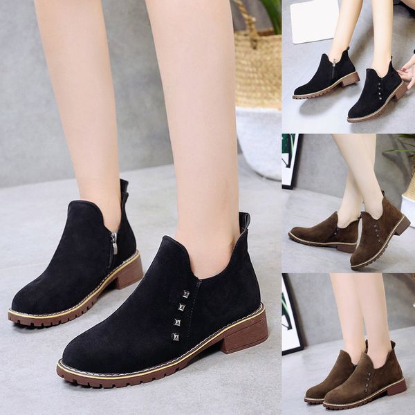 2019 ankle boots genuine leather zipper autumn winter fashion lady cow suede shoes round toe warm snow boots, Black
2019 ankle boots genuine leather zipper autumn winter fashion lady cow suede shoes round toe warm snow boots, Black
