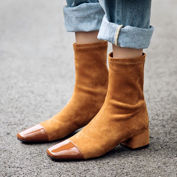 elastic ankle sock boots chunky heels squre toe autumn winter slim stretch boots suede comfy shoes women bota feminina, Black
elastic ankle sock boots chunky heels squre toe autumn winter slim stretch boots suede comfy shoes women bota feminina, Black