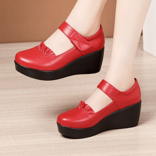 6cm middle heel wedges shoes for women 2020 platform round head red large size 32 to 43 female shoes high heels, Black
6cm middle heel wedges shoes for women 2020 platform round head red large size 32 to 43 female shoes high heels, Black