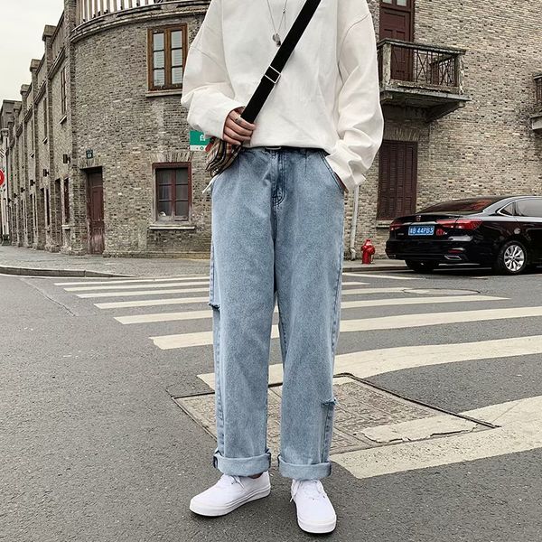 men's jeans hong kong style 2021 straight brand pendant wide-leg pants casual loose youth personality broken holes wild, Blue
men's jeans hong kong style 2021 straight brand pendant wide-leg pants casual loose youth personality broken holes wild, Blue