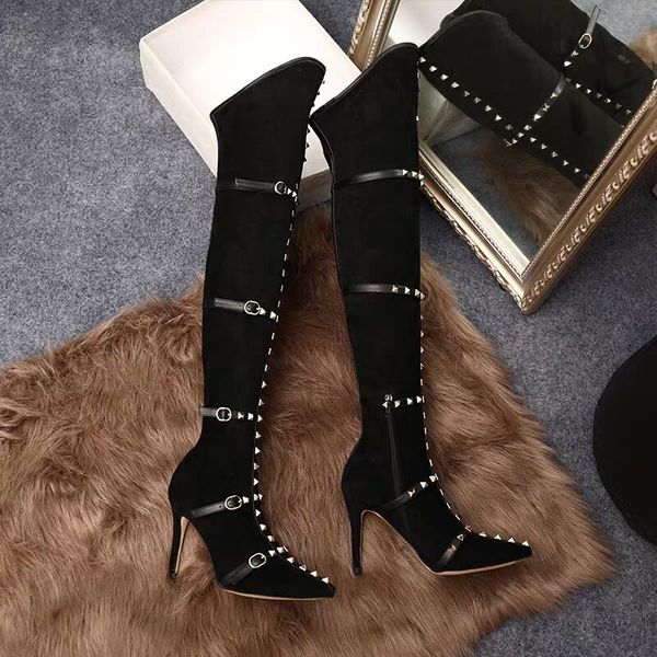 2019 rivets sock boots women high heels stiletto pointed toe over the knee boots studded fashion shoes heel 8cm 10cm, Black
2019 rivets sock boots women high heels stiletto pointed toe over the knee boots studded fashion shoes heel 8cm 10cm, Black