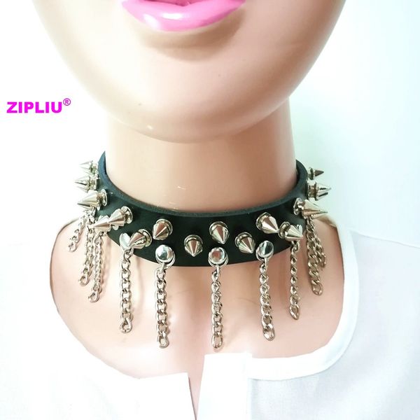 women punk choker necklace handmade leather torques silver metal bullets fashion chain necklace button collar neck belt
women punk choker necklace handmade leather torques silver metal bullets fashion chain necklace button collar neck belt
