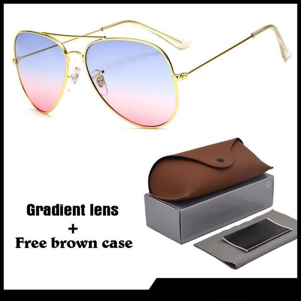 

8 цветов марка дизайнер пилот солнцезащитные очки для мужчин женщин металлический каркас uv400 красочные градиент линзы с бесплатным коричне, White;black