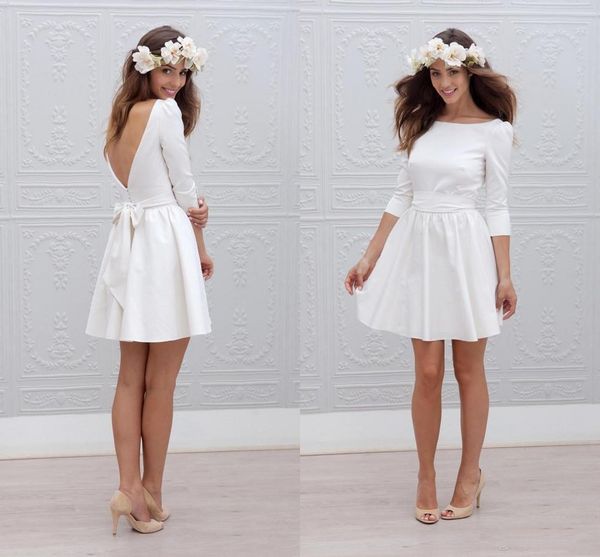 Fall 2019 New Elegant Boho Short Wedding Dresses Scoop A Line 3/4 Long Sleeves Satin Knee Length Beach Bridal Wedding Gowns
Fall 2019 New Elegant Boho Short Wedding Dresses Scoop A Line 3/4 Long Sleeves Satin Knee Length Beach Bridal Wedding Gowns