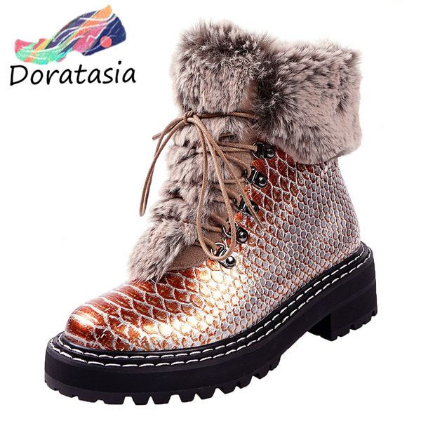 doratasia new ladies brand mixed-color fretwork ankle snow boots women 2019 fashion platform fur boots med heels shoes woman, Black
doratasia new ladies brand mixed-color fretwork ankle snow boots women 2019 fashion platform fur boots med heels shoes woman, Black