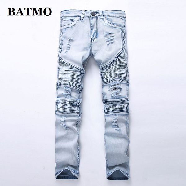 batmo 2019 new arrival pleated jeans men elastic men's holes jeans slim male cotton high steet pants ,99-33, Blue
batmo 2019 new arrival pleated jeans men elastic men's holes jeans slim male cotton high steet pants ,99-33, Blue