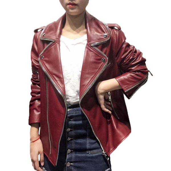 real leather jacket women sheepskin jacket spring autumn zippers ladies genuine leather, Black
real leather jacket women sheepskin jacket spring autumn zippers ladies genuine leather, Black