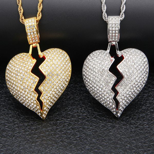 iced out broken love heart pendant necklaces men's bling crystal rhinestone charm gold silver twisted chain for women hip hop jewelry a, Red;brown
iced out broken love heart pendant necklaces men's bling crystal rhinestone charm gold silver twisted chain for women hip hop jewelry a, Red;brown