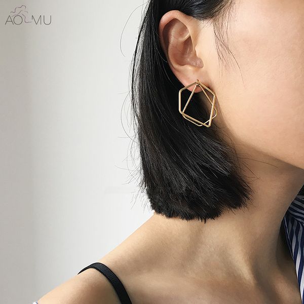 aomu new design simple chic abstract irregular metal line polygon geometric overlap triangle spike stud earrings for women girl, Golden;silver
aomu new design simple chic abstract irregular metal line polygon geometric overlap triangle spike stud earrings for women girl, Golden;silver