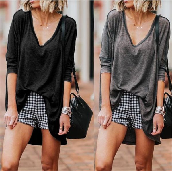 womens relaxed v neck tshirts casual long sleeve solid color looese tshirts womens summer spring, White
womens relaxed v neck tshirts casual long sleeve solid color looese tshirts womens summer spring, White