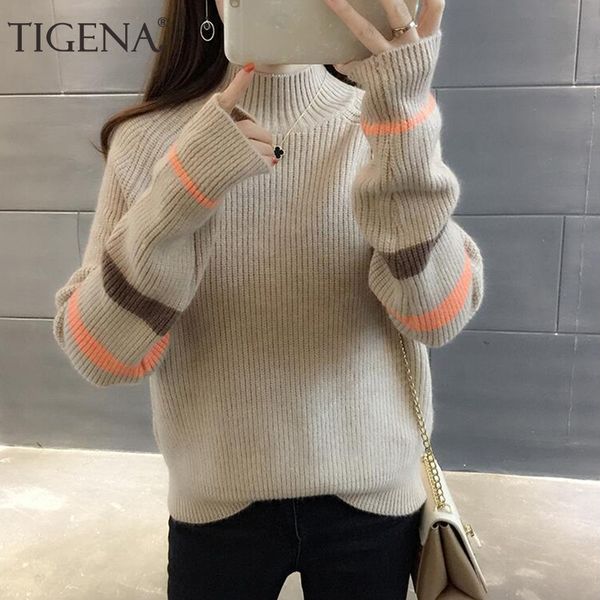 tigena women turtleneck sweater 2019 autumn winter striped knitted pullover sweater female korean warm jumper women khaki beige, White;black
tigena women turtleneck sweater 2019 autumn winter striped knitted pullover sweater female korean warm jumper women khaki beige, White;black