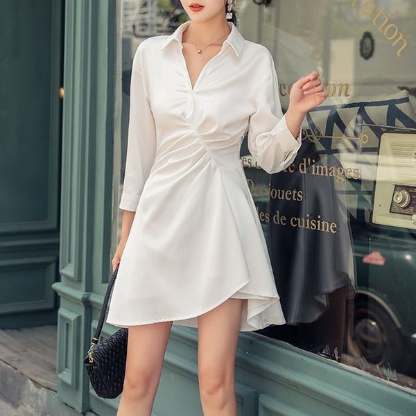 mazefeng new 2020 women summer shirt dresses casual high waist three quarter irregular pleated zipper lady white dress size s-xl, Black;gray
mazefeng new 2020 women summer shirt dresses casual high waist three quarter irregular pleated zipper lady white dress size s-xl, Black;gray