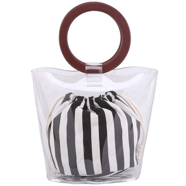 womens pvc+canvas purses and handbags bucket bag for work(transparent color + white + black
womens pvc+canvas purses and handbags bucket bag for work(transparent color + white + black